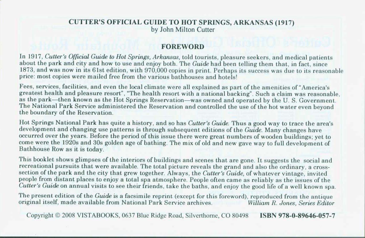 CUTTER'S OFFICIAL GUIDE TO HOT SPRINGS, ARKANSAS. vist0057a